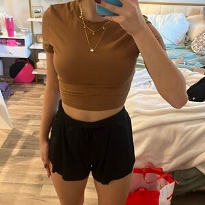 Brown and cream crop tops xs